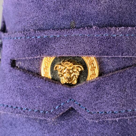 VERSACE Size 8 -Bluette Oro- Purple Textured Suede Drivers Loafers main image 7